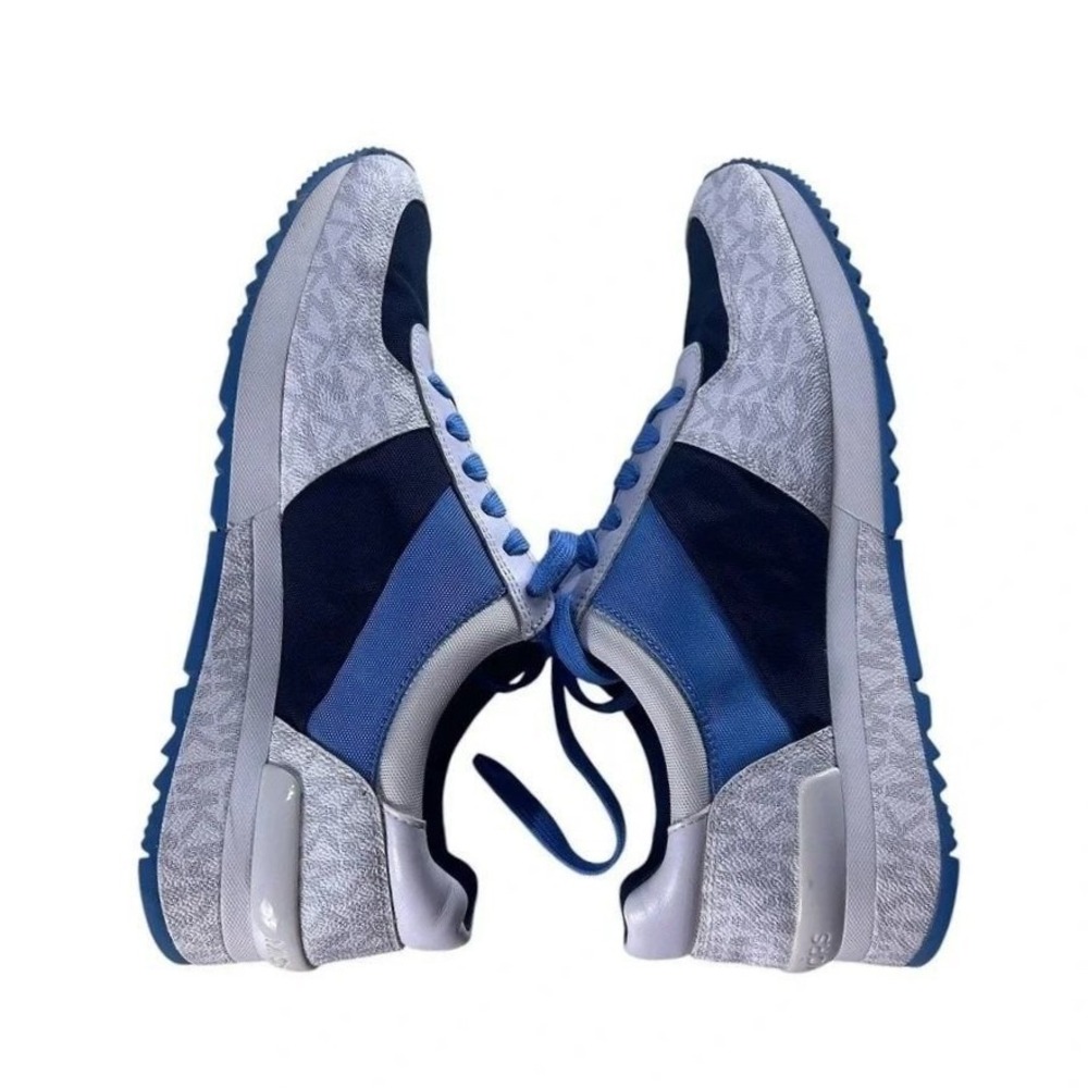 Michael Kors Allie Trainer Sneakers Womens Size 9M Blue Silver MK‎ Logo Lace Up - Picture 4 of 12